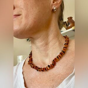 Amber Beaded Necklace - Rich Brown